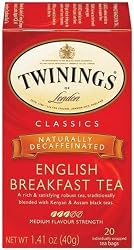 Twinings English Breakfast Tea, Decaffeinated, Tea Bags, 20-Count Boxes (Pack of 6)