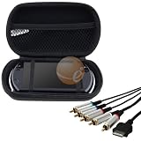 Black Eva Case + Premium Component Audio Video Cable for Sony PSP Go