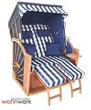 Strandkorb Binz blau kariert