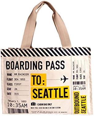 Chalo Seattle Boarding Pass Tote Bag in White