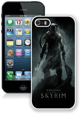The Elder Scrolls V Skyrim Dragonborn Warrior Skyrim Sword Helmet White iPhone 5S Cover Case,Beautiful Case