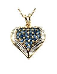Gold Vermeil 925 Silver Created Sapphire Heart Pendant/Necklace 18 Inches 925 Silver Chain