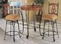 3pc Oak Finish Bar Table and 2 Barstools Set