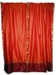 2 Orange Maroon Art Silk Sari Drapes Panels Curtains Window Dressing 96"