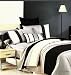 7 PC. BROADWAY OVERSIZED WHITE AND BLACK COTTON COMFORTER SET W/PILLOWS