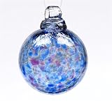 Kitras Art Glass - CALICO - WITCH BALL ~ WINTER SOLSTICE ~ Hand-Blown Art Glass-Ornament - 2.25" - MINI - OR-CALI-02-WS