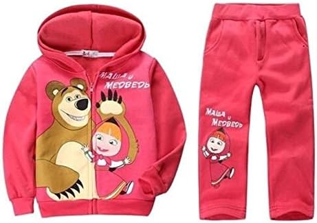COLIBRISHOP Sport children's suit for girls "Masha &amp; Bear" - warm hooded jacket + pants (2T)