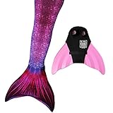 Sun Tail Mermaid - Designer Mermaid Tail + Monofin for Swimming - Kid & Adult Sizes (Teen/Adult M (JM 8 - 10), Bali Blush - Pink Monofin)