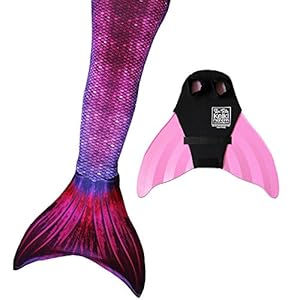 Sun Tail Mermaid - Designer Mermaid Tail + Monofin for Swimming - Kid & Adult Sizes (Teen/Adult M (JM 8 - 10), Bali Blush - Pink Monofin)