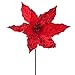 Factory Direct Craft Pair of Sparkling Red Velvet Artificial Poinsettia Picks for Holiday and Home Decor