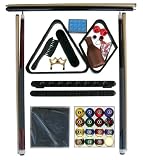Black Finish Billiard Pool Table Accessory Kit W Dark Marble Style Ball Set