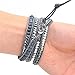 Here Fashion Mix Gray Crystal Pink Leather 5 Wrap Bracelet