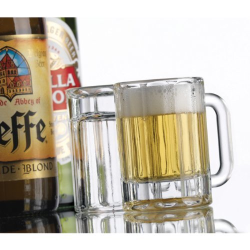 HOME ESSENTIALS SET OF 6 PANEL BEER MUG SHOT GLASSES - 2 oz