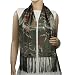 100% Silk Satin Charmeuse Double Layer Bamboo Chinese Calligraphy and Seal Stamps Tassels Ends Long Scarf - Green