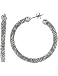 Sterling Silver 1.5 inch Diamond-cut Popcorn Hoop Earrings