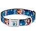 Buckle-Down Seatbelt Buckle Dog Collar - Anna & Elsa Poses/Castle & Mountains Blues - 1.5