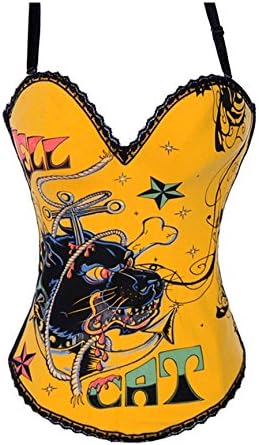 Jewlryfinds Fashion Lady Elastic Tattoo Hip Hop Graffiti Printing Outwear Sexy Corset