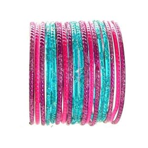 Beachcombers! Ethnic Glass Indian Wedding Bridal Bollywood Bangles Belly Dance Bracelets Set Turquoise