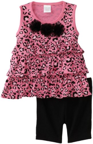Cutie Pie Baby-girls Newborn 2 Piece Ruffle Shirt and Short Leopard Set
