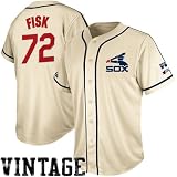 MLB Majestic Carlton Fisk Chicago White Sox Cooperstown Collection Traditional Jersey - Cream (Medium)