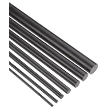 Acetal Round Rod, Black, Diameter, 36" Length, Pack Of 7