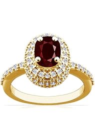 14K Yellow Gold Cushion Cut Ruby Ring With Sidestones
