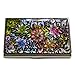 Antique Alive Mother of Pearl Design RFID Blocking Protection Business Card Case, Credit Card Holder, Metal Name Card Case, Engraved Slim Purse Pocket Cash Money Wallet (Flower Arabesque)