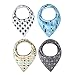 Nibble Baby Bandana Drool Bibs Unisex 4-Pack Absorbent Cotton Cute Baby Gift for Boys & Girls (Arrows & Triangles Set)