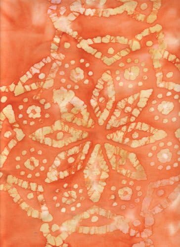 Merrivale Fabrics Orange Yellow Snowflake Stamped Batik 31416 Batik Quilt Fabric 100% Cotton 45" Wide - HALF YARD