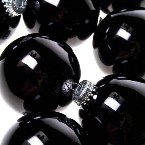 Black Glass Baubles - Krebs 8 x 67mm