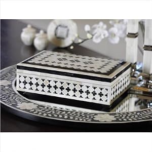 Decorative Jewelry Box with Bone Inlay Black Finish
