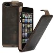 Echt Leder Tasche f�r Apple iPhone 5 5G Flip Case (Braun Antik) Ledertasche, Handytasche, Schutzh�lle, Ultraslim + Display schutzfolie