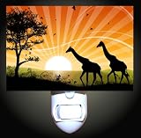Safari Sunset Giraffes Decorative Night Light