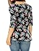 Allegra K Woman Feather Pattern Tunic Peplum Top Black XL