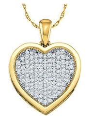 0.75 cttw 10k White Gold Pave Heart Pendant Diamond Pave Heart Pendant (Real Diamonds: 3/4 cttw)