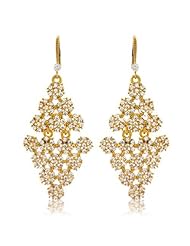 Bridal - Evening - Snowflake Jewellery Gift Set - Swarovski Elements Crystals - 18K Gold Plated - Necklace Pendant With Chain - Earring And Bracelet Set - Gift Boxed - For Her
