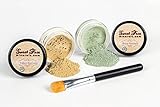 GREEN & YELLOW CORRECTOR Kit with Concealer BRUSH Mineral Makeup Set Bare Skin Face Foundation Powder