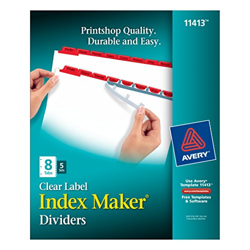 Avery Index Maker White Dividers with Red Tabs, 8-Tab, 5 Sets (11413)
