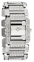 Dolce Gabbana - DW0219 - Montre Femme - Quartz Analogique - Cadran Argent et Pierres - Bracelet Acier - Pierres Blanches