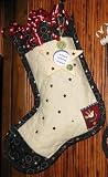 Americana Country Beige & Black Quilt Christmas and Gifts Hanging Stockings of Quilting Fabric Handcrafted Keepsakes Personalized with Picture Frames