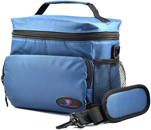 Reusable Insulated Lunch Bag Made of Double-Sewn Nylon with Zip Closures Roomy Side Pockets Top Carry Handle and Adjustable Shoulder Strap (Regular, Blue)