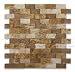 Mixed Travertine 1 X 2 Split-Faced Brick Mosaic Tile - Box of 50 sq. ft.