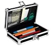 Vaultz Locking Pencil Box, 1.875 Height x 7.75 Width x 4.5 Depth Inches, Black with Chrome Accents (VZ01479)