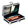 Vaultz Locking Pencil Box, 1.875 Height x 7.75 Width x 4.5 Depth Inches, Black with Chrome Accents (VZ01479)