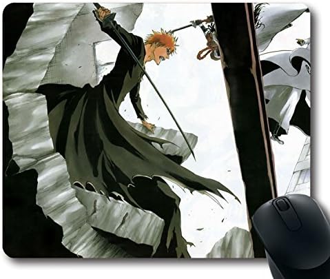 Custom Gaming Mouse Pad with Anime Bleach Ichigo Captain Aizen Tousen Battle Non-Slip Neoprene Rubber Standard Size 9 Inch(220mm) X 7 Inch(180mm) X 1/8(3mm) Desktop Mousepad Laptop Mousepads Comfortable Computer Mouse Mat