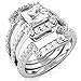 Metal Factory Sz 7 Sterling Silver 3Pcs 925 CZ Cubic Zirconia Engagement Wedding Band Ring Set