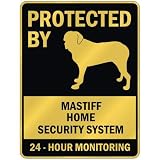 PROTECTED BY MASTIFF HOME SECURITY SYSTEM PARKING SIGN DOG