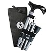 Hugo Adjustable Folding Cane with Interchangeable&nbsp;Sedona Black Handle, Silver