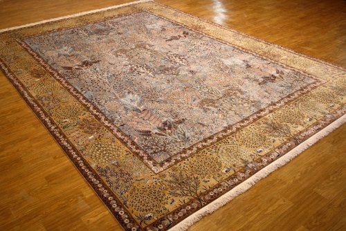 9’11 x 14’1 Blue Persian Hand Knotted Silk Nain