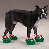 Pet Supplies : Dog Shoes - Santa Elf Christmas Holiday Pet Slippers - Medium